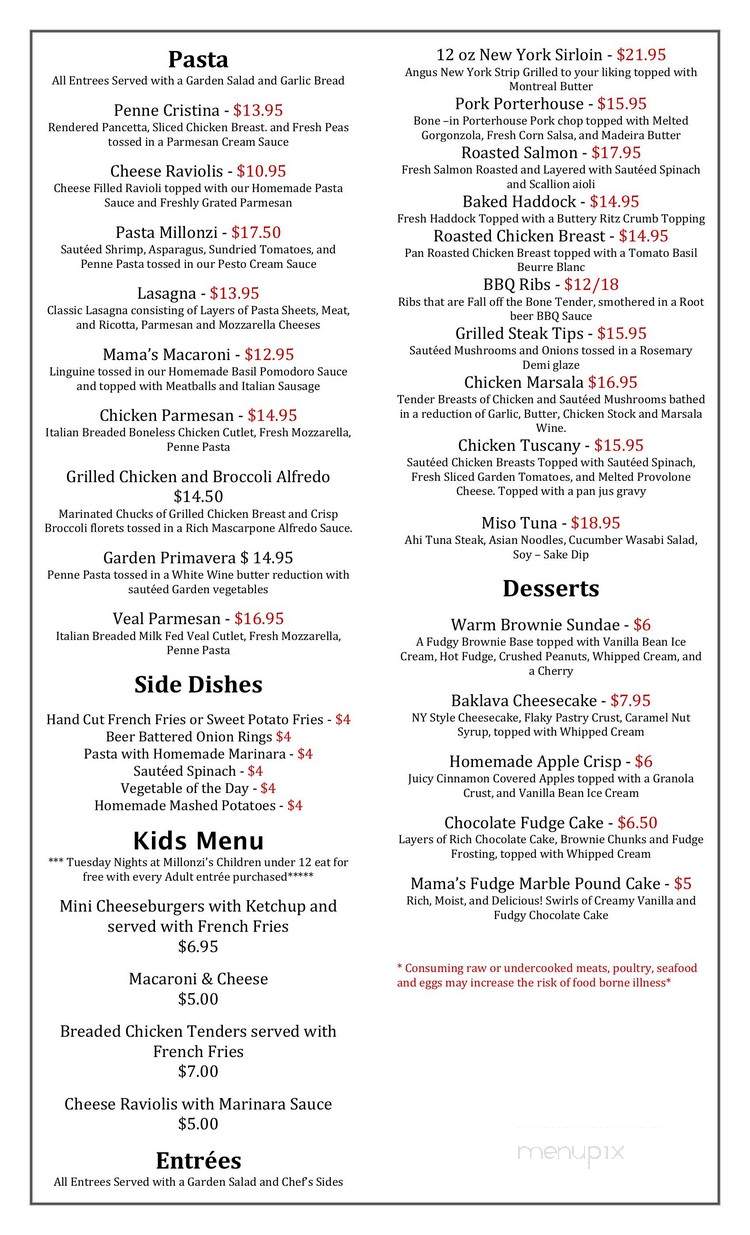 Millonzi's Bar Grille - West Warwick, RI menu_pic