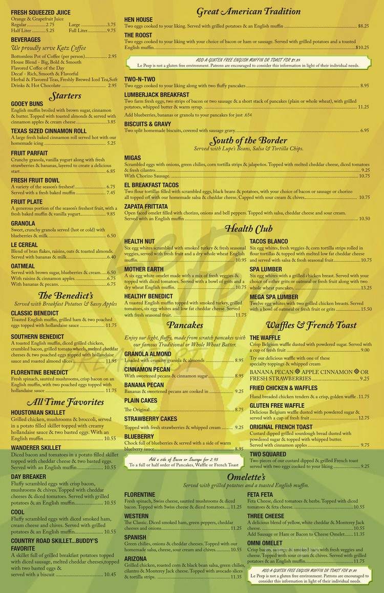 Le Peep - Houston, TX menu_pic