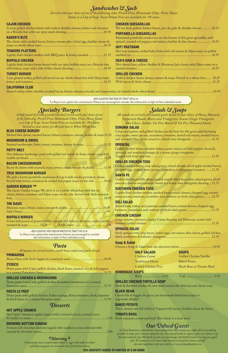 Le Peep - Houston, TX menu_pic