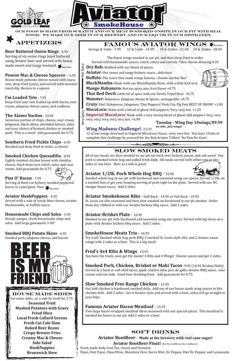 Aviator Smokehouse - Fuquay Varina, NC menu_pic
