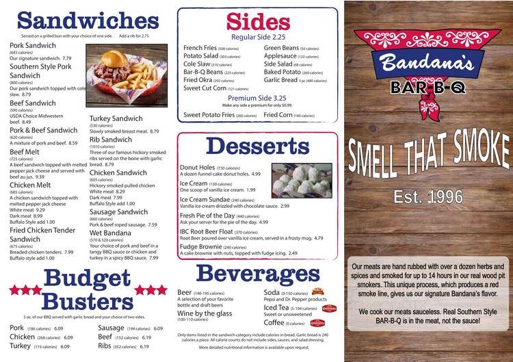Bandana's Bar-B-Q - Saint Louis, MO menu_pic