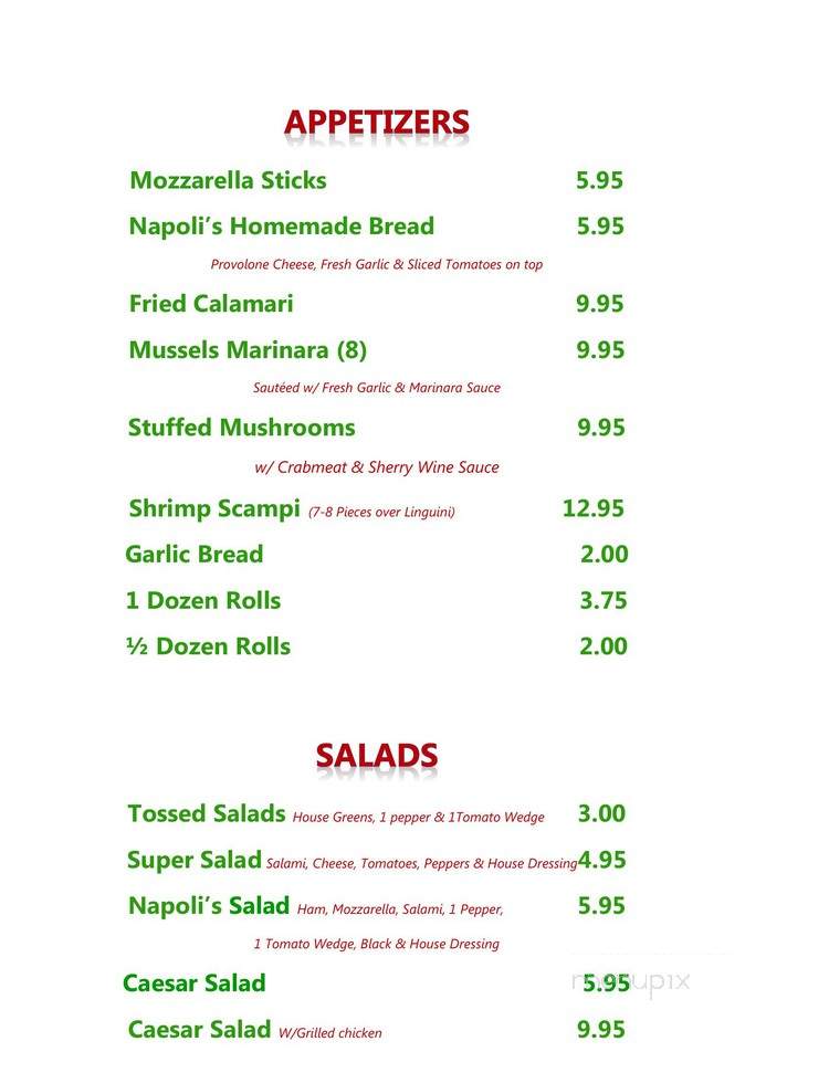 Napoli's Italian Restaurant - Bee Cave, TX menu_pic