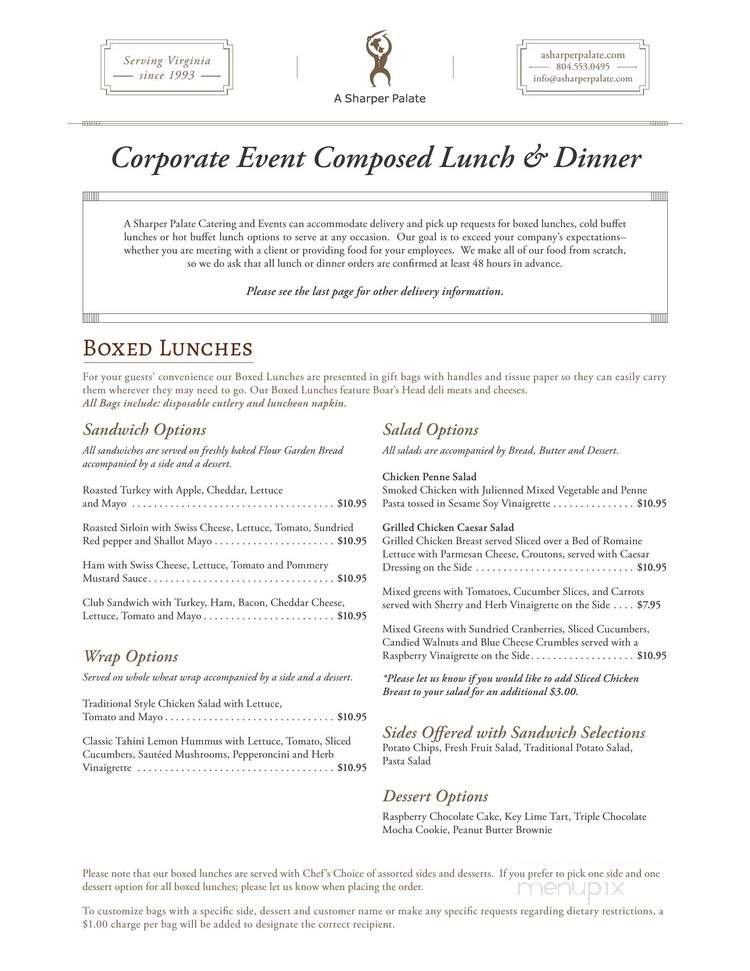 A Sharper Palate - Richmond, VA menu_pic