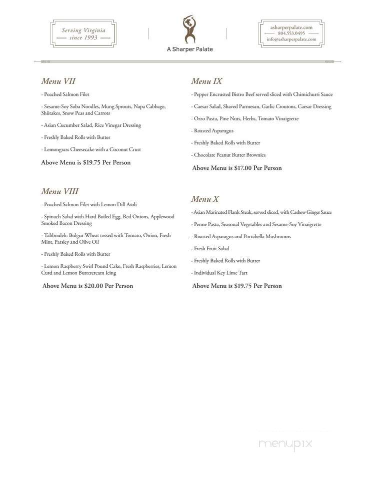 A Sharper Palate - Richmond, VA menu_pic