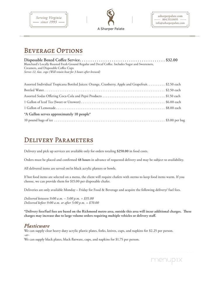 A Sharper Palate - Richmond, VA menu_pic