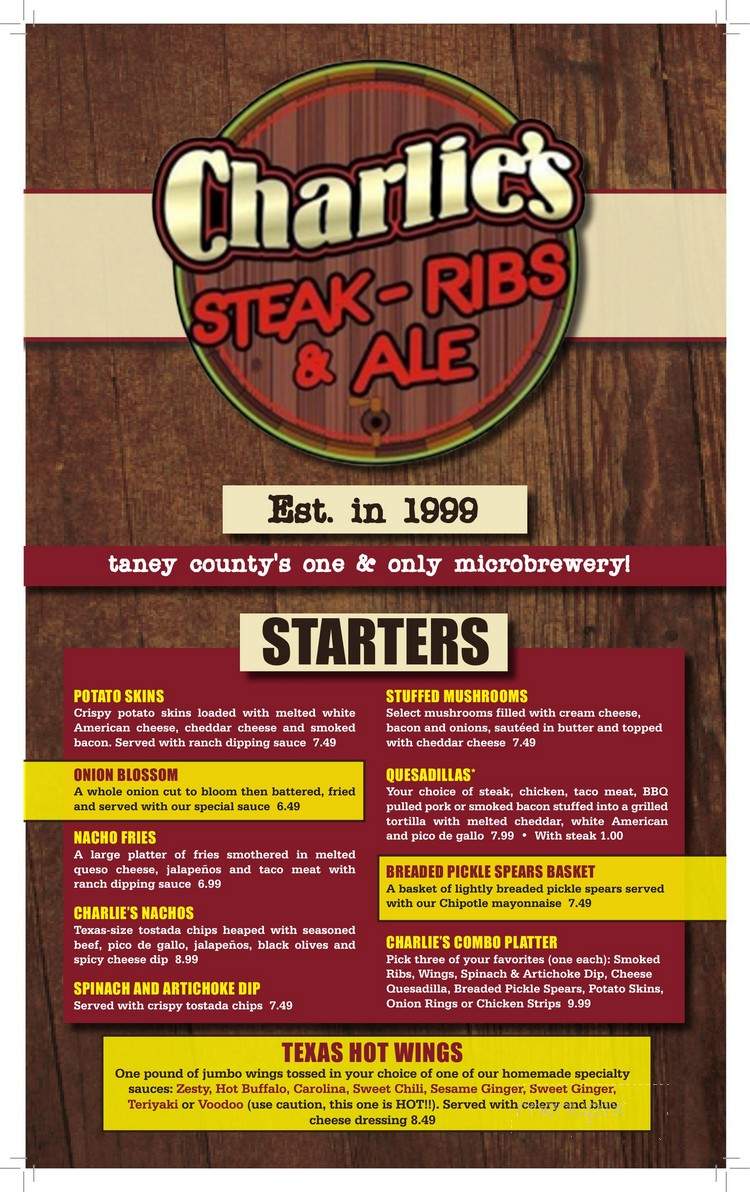 Charlie's Steak Ribs Ale - Lampe, MO