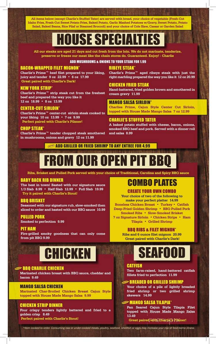 Charlie's Steak Ribs Ale - Lampe, MO menu_pic