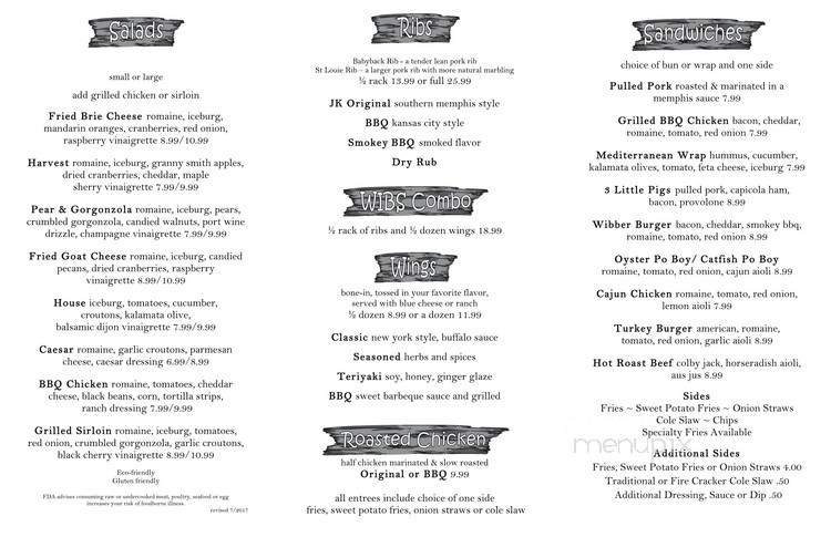Wibs Wings Ribs and More - Collegeville, PA menu_pic