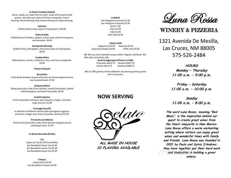 Luna Rossa Winery and Pizzeria - Las Cruces, NM