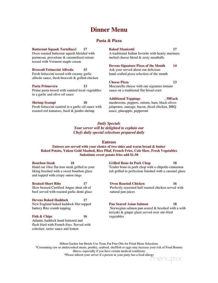 Hilton Garden Inn's Great American Grill - Winchester, VA menu_pic