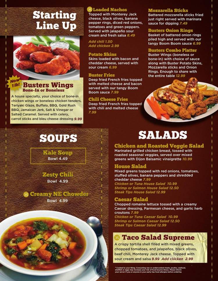 Buster's Bar and Grill - North Dartmouth, MA menu_pic