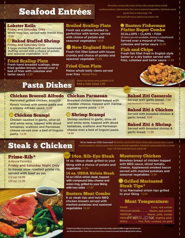 Buster's Bar and Grill - North Dartmouth, MA menu_pic