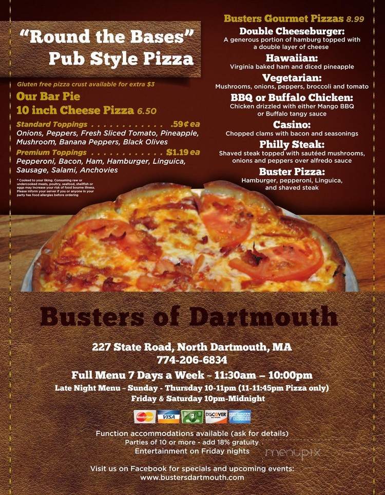 Buster's Bar and Grill - North Dartmouth, MA menu_pic