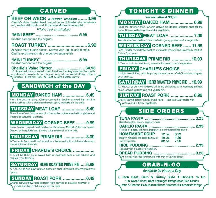 Charlie the Butcher's Kitchen - East Aurora, NY menu_pic