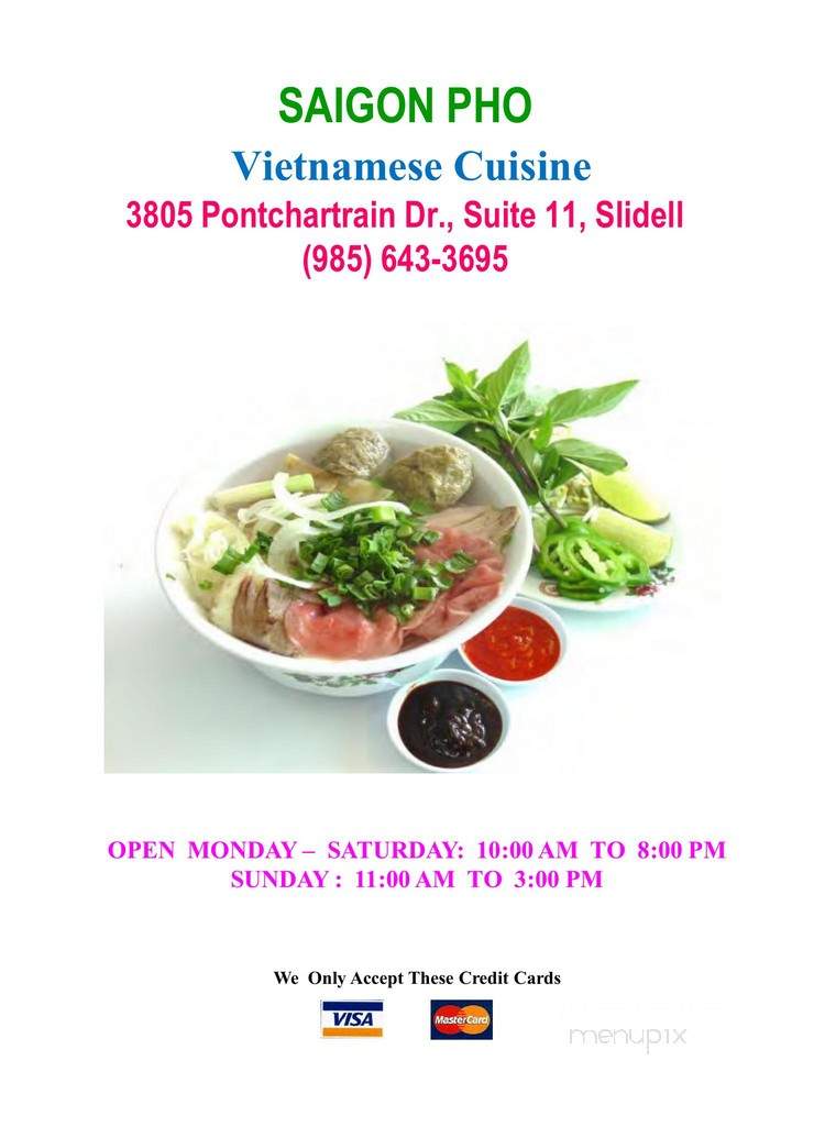 Saigon Pho - Slidell, LA menu_pic