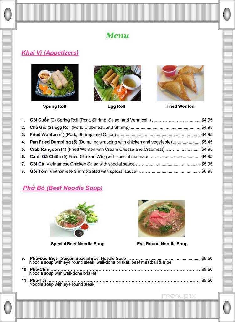Saigon Pho - Slidell, LA menu_pic
