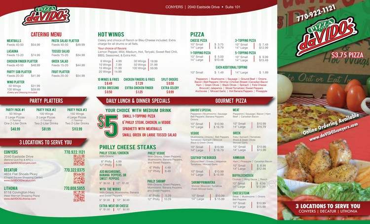Davido's Pizza - Conyers, GA menu_pic