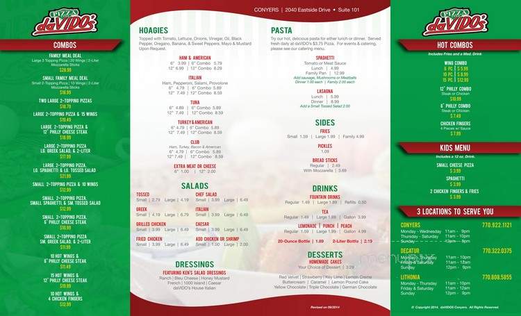 Davido's Pizza - Conyers, GA menu_pic