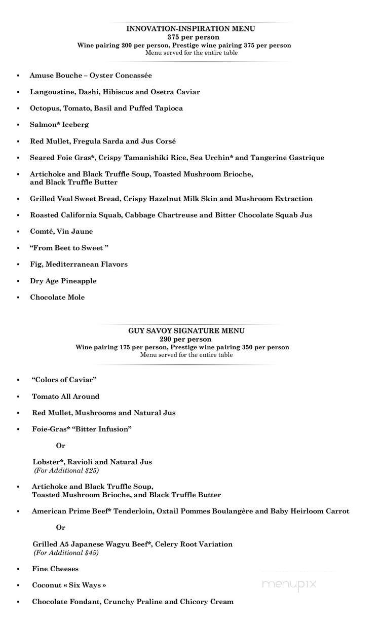 Restaurant Guy Savoy - Las Vegas, NV menu_pic