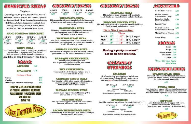 Itza Boutza Pizza - Camden, NC menu_pic