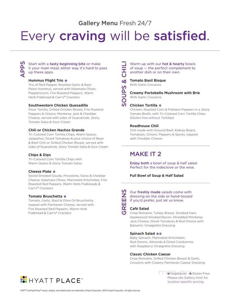 Hyatt Place Gallery - Seattle, WA menu_pic