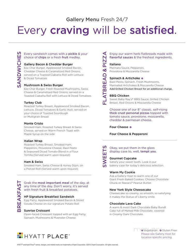 Hyatt Place Gallery - Seattle, WA menu_pic