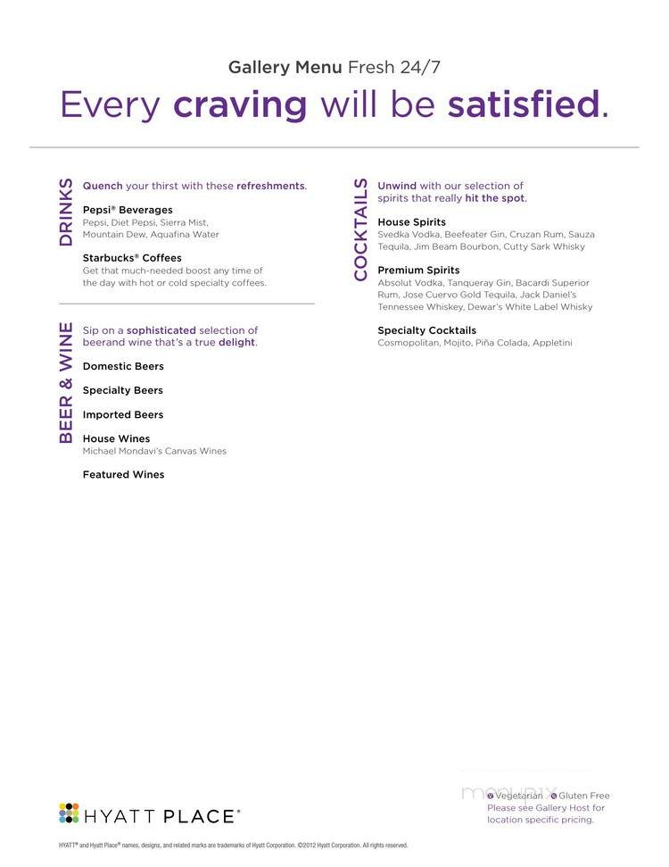 Hyatt Place Gallery - Seattle, WA menu_pic