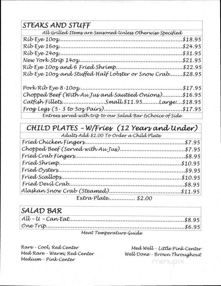Ronnie B's Steak and Seafood - Port St Joe, FL menu_pic