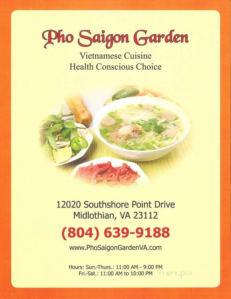 Pho Saigon Garden - Midlothian, VA menu_pic