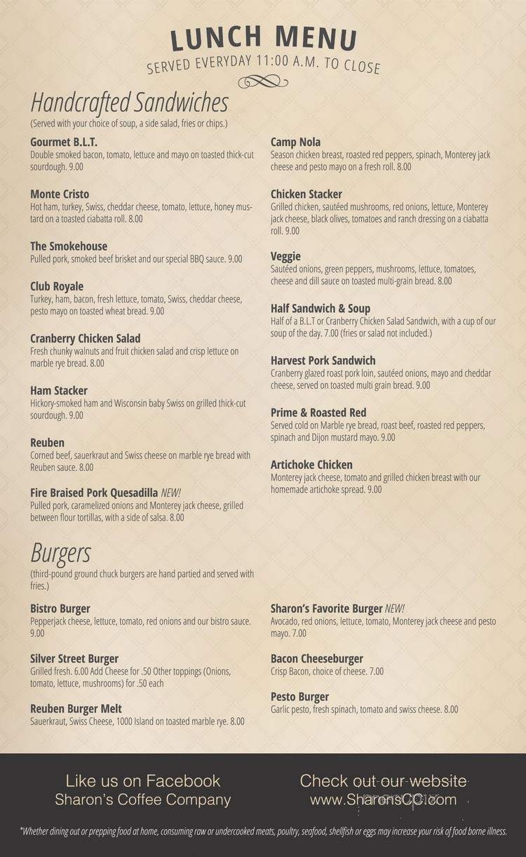 Sharon's Coffee Co - Hurley, WI menu_pic