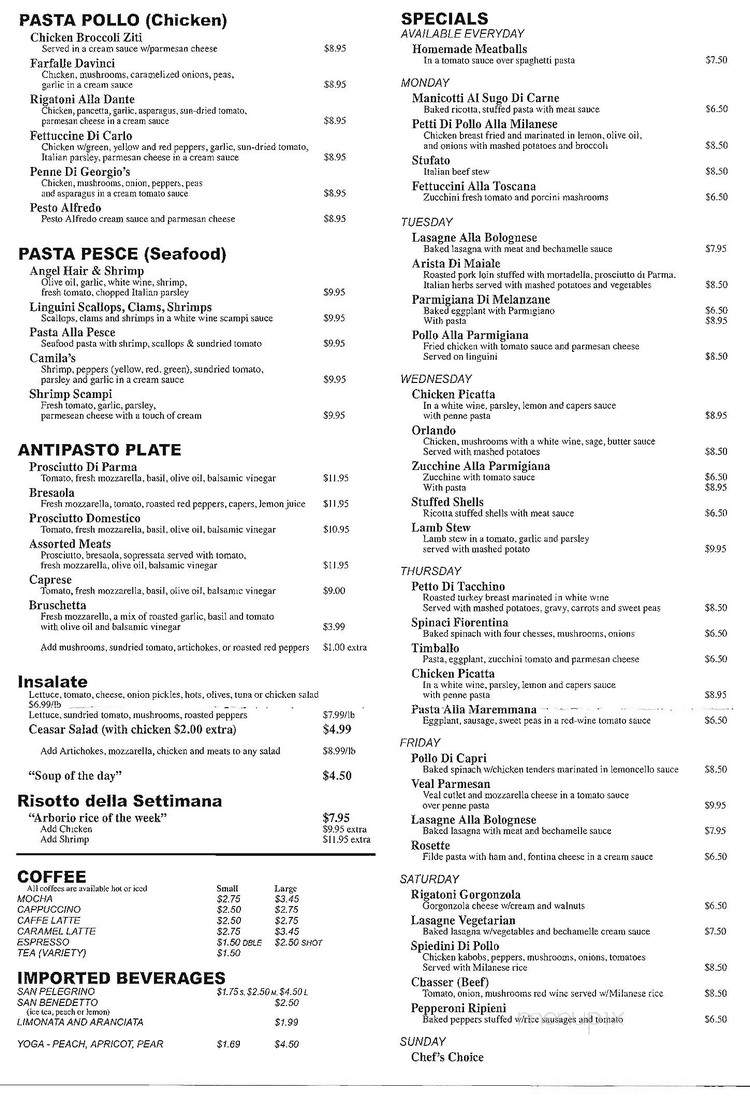 Bottega di Capri - Brookline, MA menu_pic