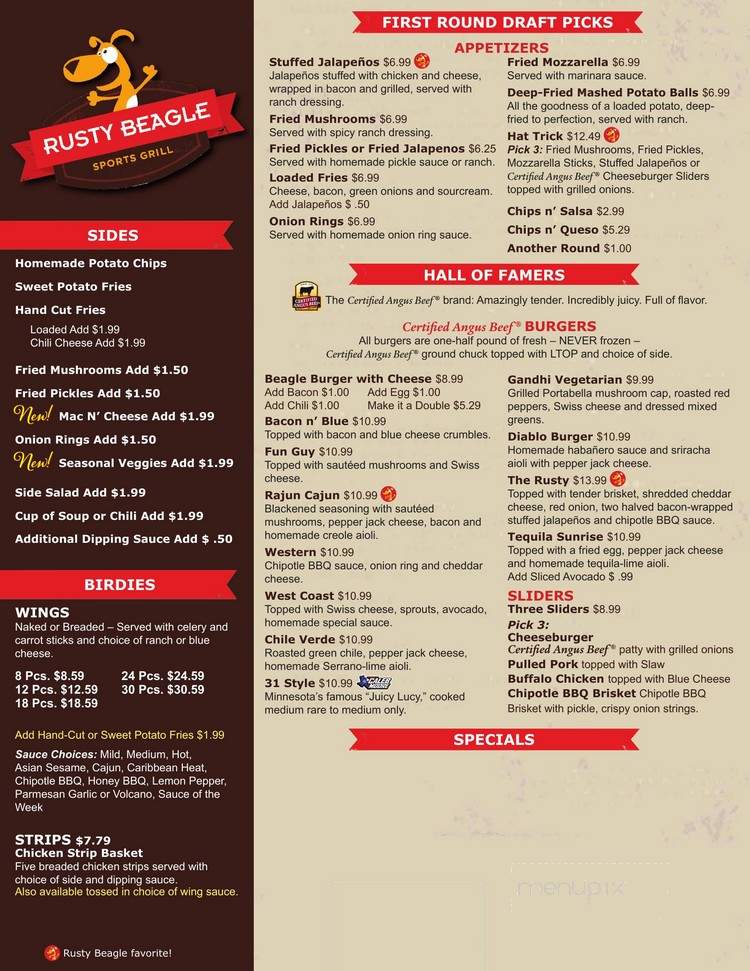 Rusty Beagle Sports Grill - Lewisville, TX menu_pic
