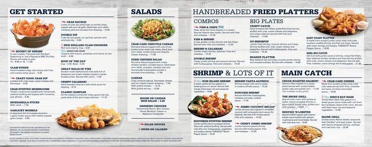 Joe's Crab Shack - Sevierville, TN menu_pic