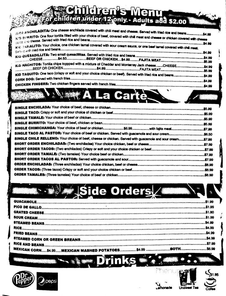 Pecina's Mexican Cafe - Weatherford, OK menu_pic