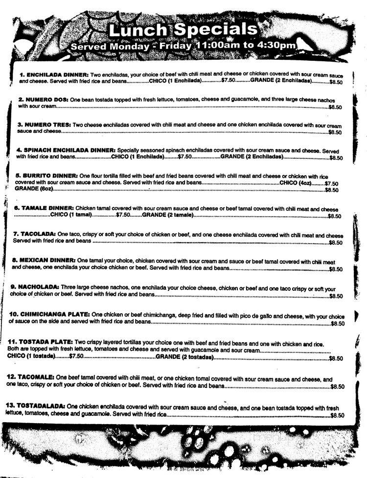 Pecina's Mexican Cafe - Weatherford, OK menu_pic