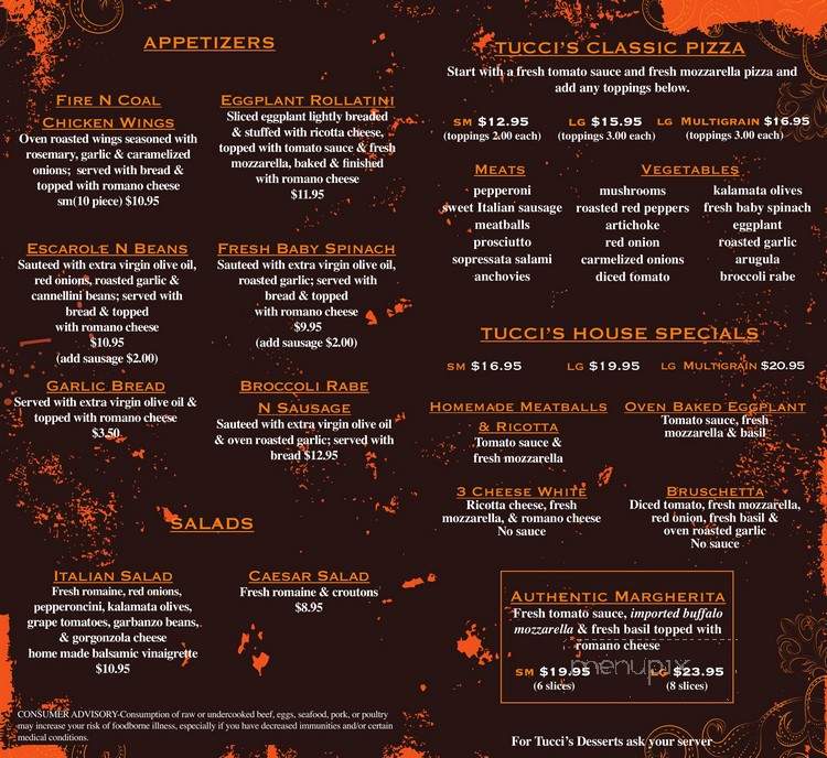 Tucci's Fire n' Coal Pizza - Boca Raton, FL menu_pic