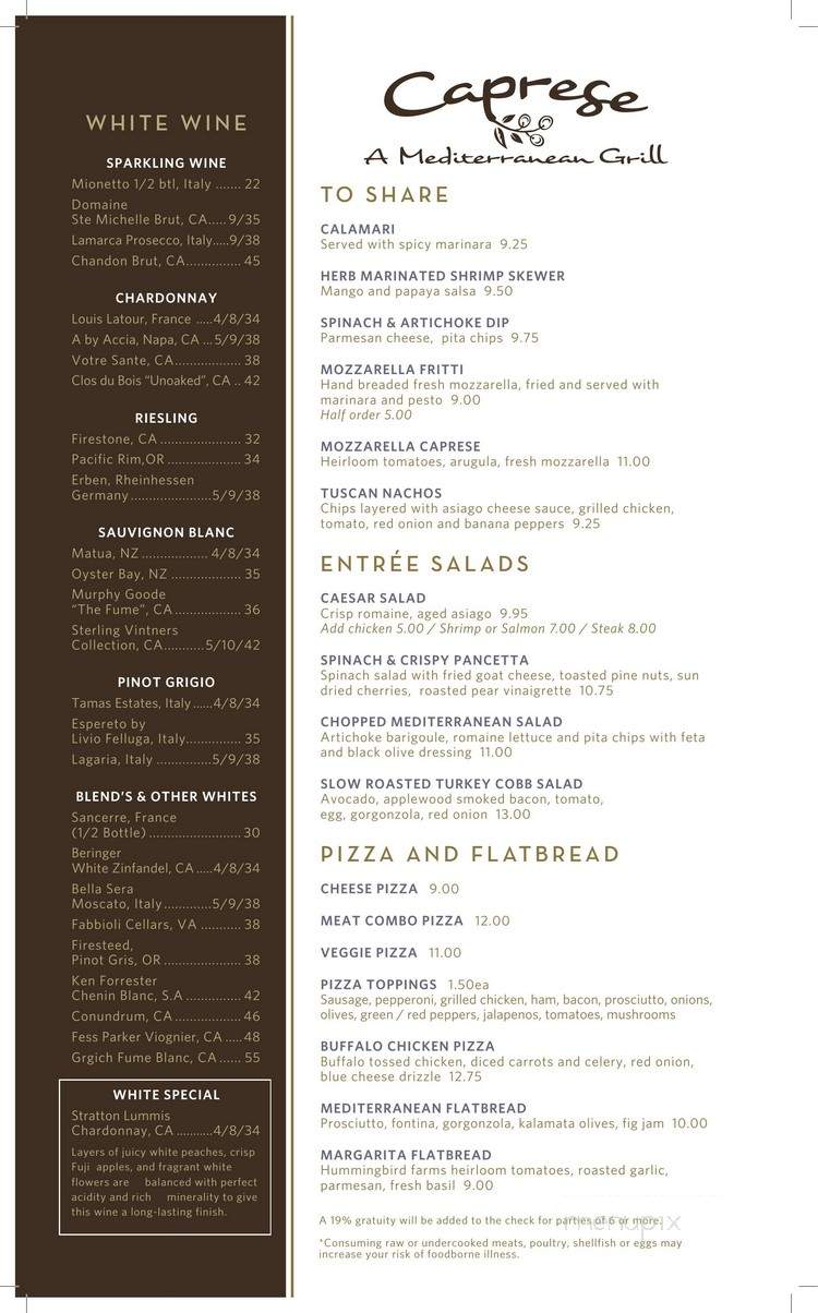 Caprese - Alexandria, VA menu_pic