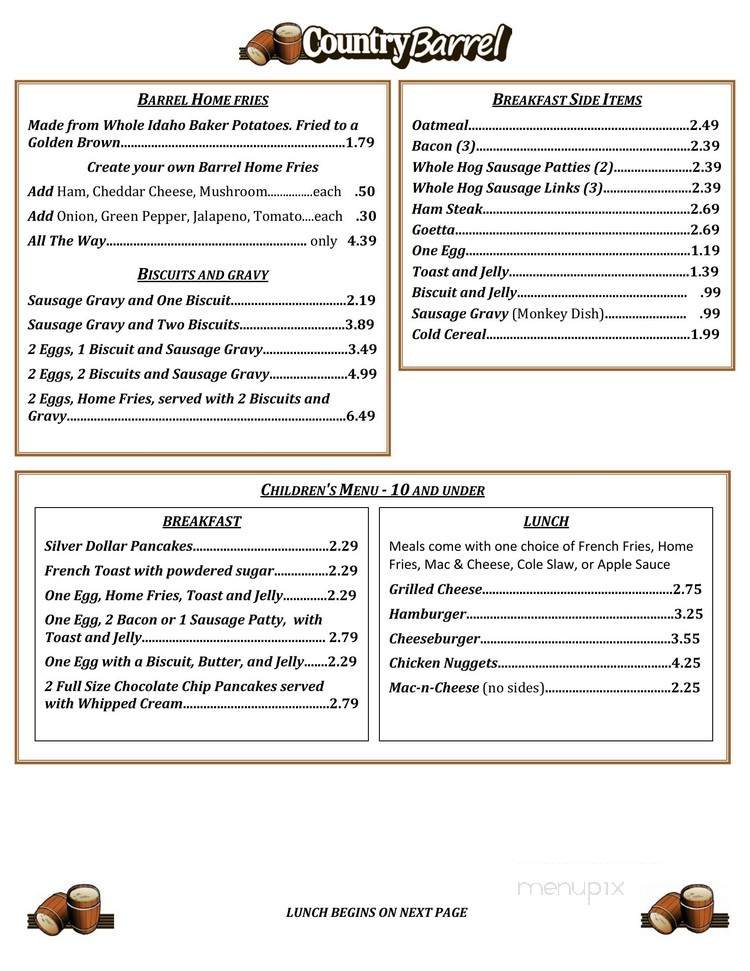 Country Barrel - Okeana, OH menu_pic