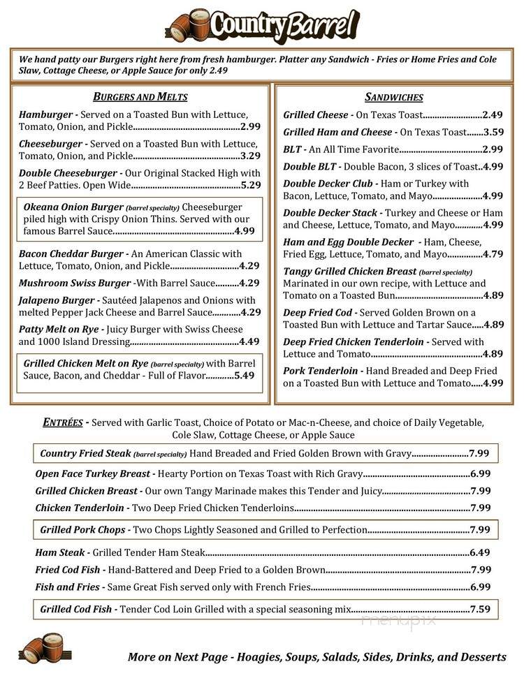 Country Barrel - Okeana, OH menu_pic