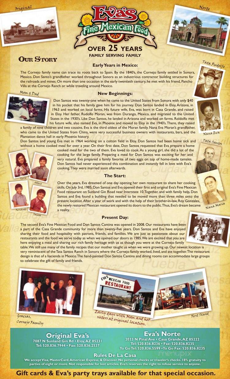 Eva's Mexican Food Restaurant - Casa Grande, AZ menu_pic