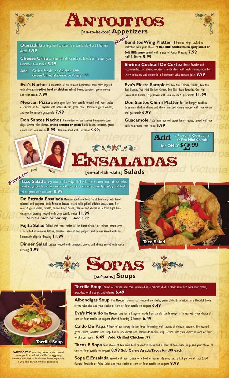 Eva's Mexican Food Restaurant - Casa Grande, AZ menu_pic