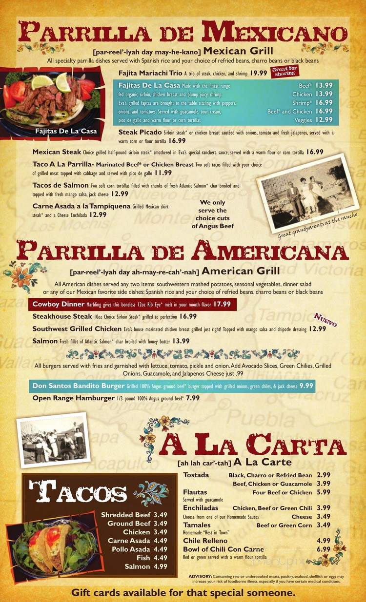 Eva's Mexican Food Restaurant - Casa Grande, AZ menu_pic