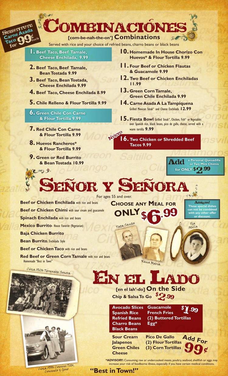 Eva's Mexican Food Restaurant - Casa Grande, AZ menu_pic