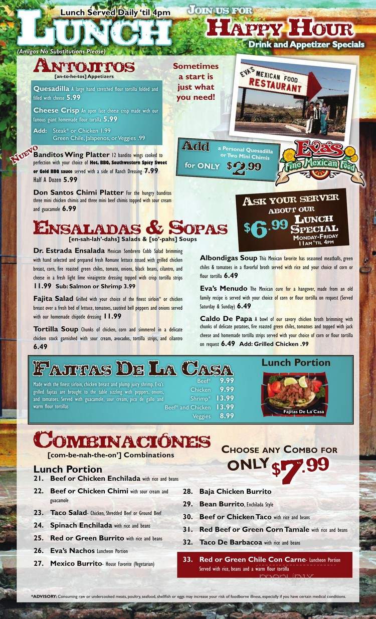 Eva's Mexican Food Restaurant - Casa Grande, AZ menu_pic