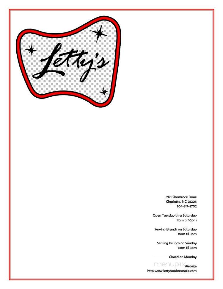 Letty's - Charlotte, NC menu_pic