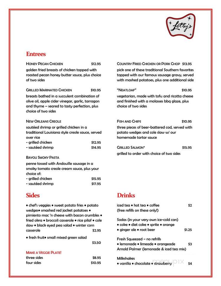 Letty's - Charlotte, NC menu_pic