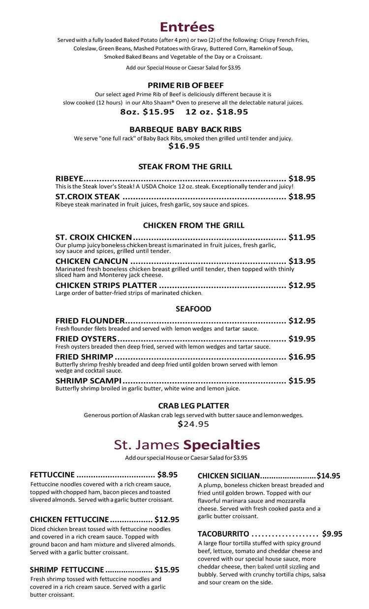 St. James Place Bar and Grill - Goose Creek, SC menu_pic