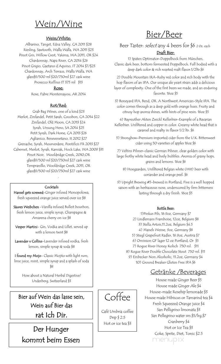 The Slide Inn - Portland, OR menu_pic