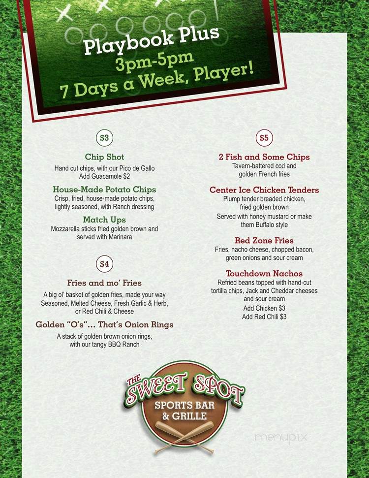 Sweet Spot Sports Bar Grille - Atlanta, GA menu_pic