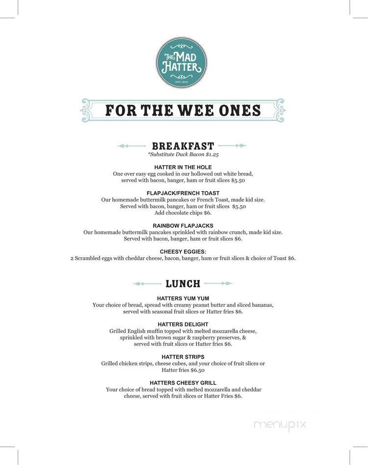 The Mad Hatter Tea Room & Cafe - Webster, NY menu_pic